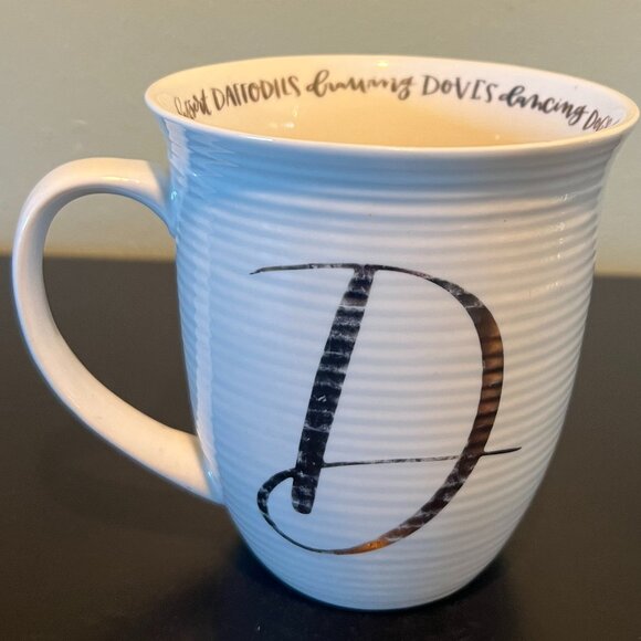 Letter D “All Great Things Begin with the Letter D” Initial Monogram Ceramic Mug - Picture 1 of 14